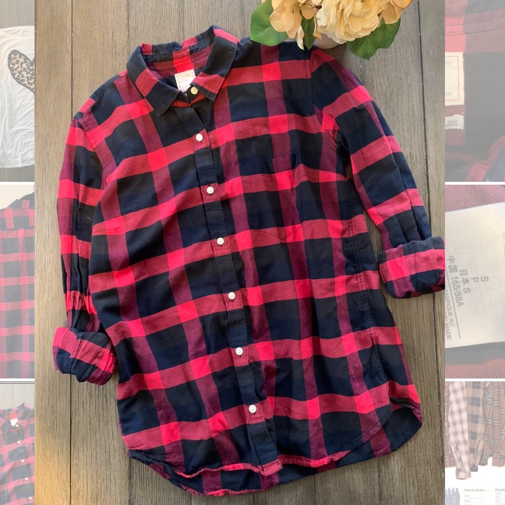 The fitted boyfriend plaid long sleeve shirt!